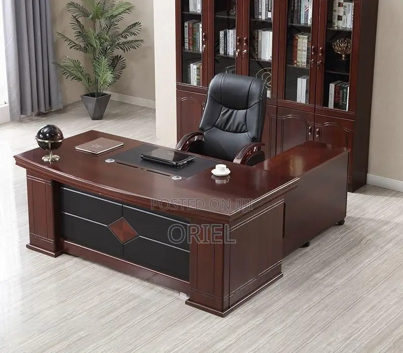 Modern Office Desk : 1.6m L-Shaped Mahogany Executive Desk