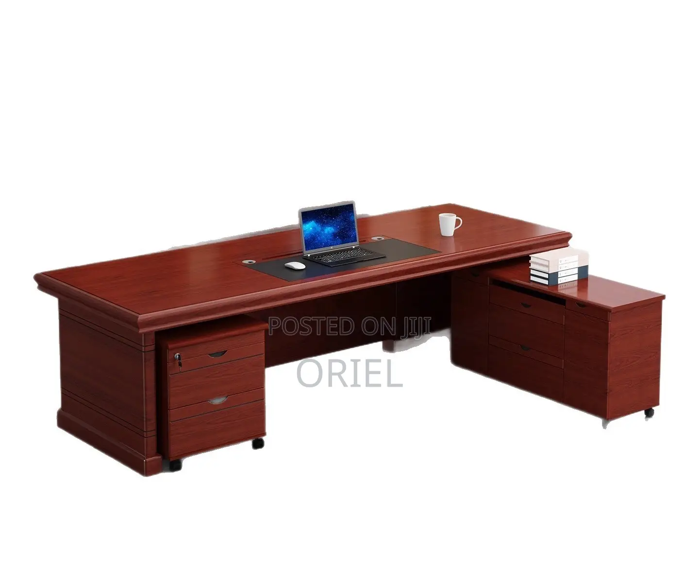 Modern Office Desk : 1.6m L-Shaped Mahogany Executive Desk
