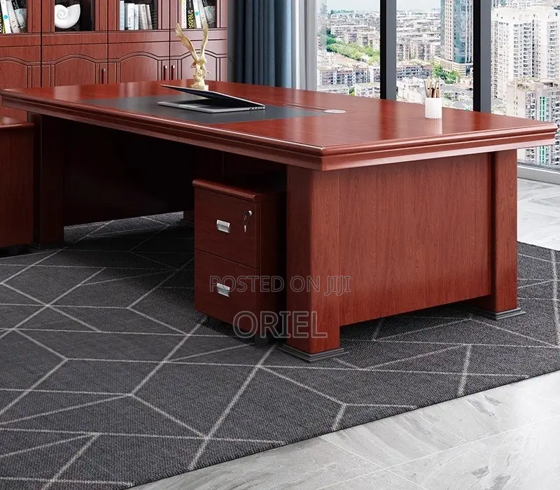 Modern Office Desk : 1.6m L-Shaped Mahogany Executive Desk