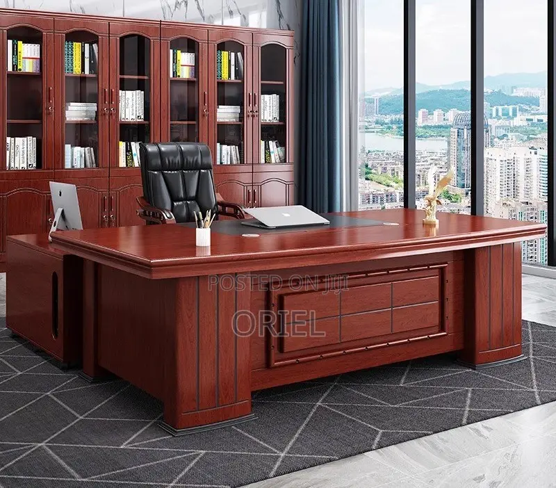 Modern Office Desk : 1.6m L-Shaped Mahogany Executive Desk