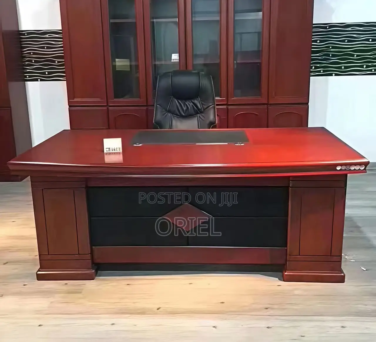 Modern Office Desk : 1.6m L-Shaped Mahogany Executive Desk