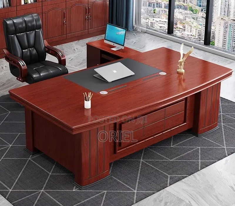 Modern Office Desk : 1.6m L-Shaped Mahogany Executive Desk