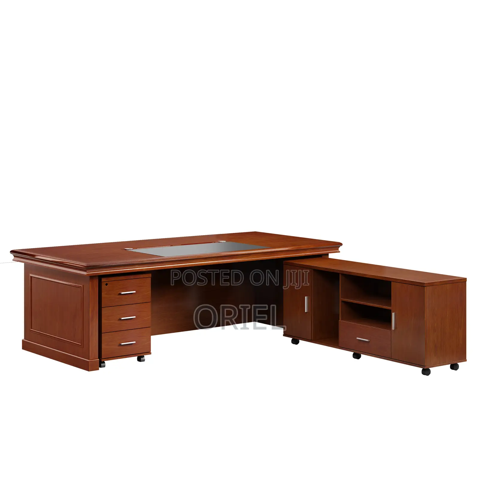 Modern Office Desk : 1.6m L-Shaped Mahogany Executive Desk