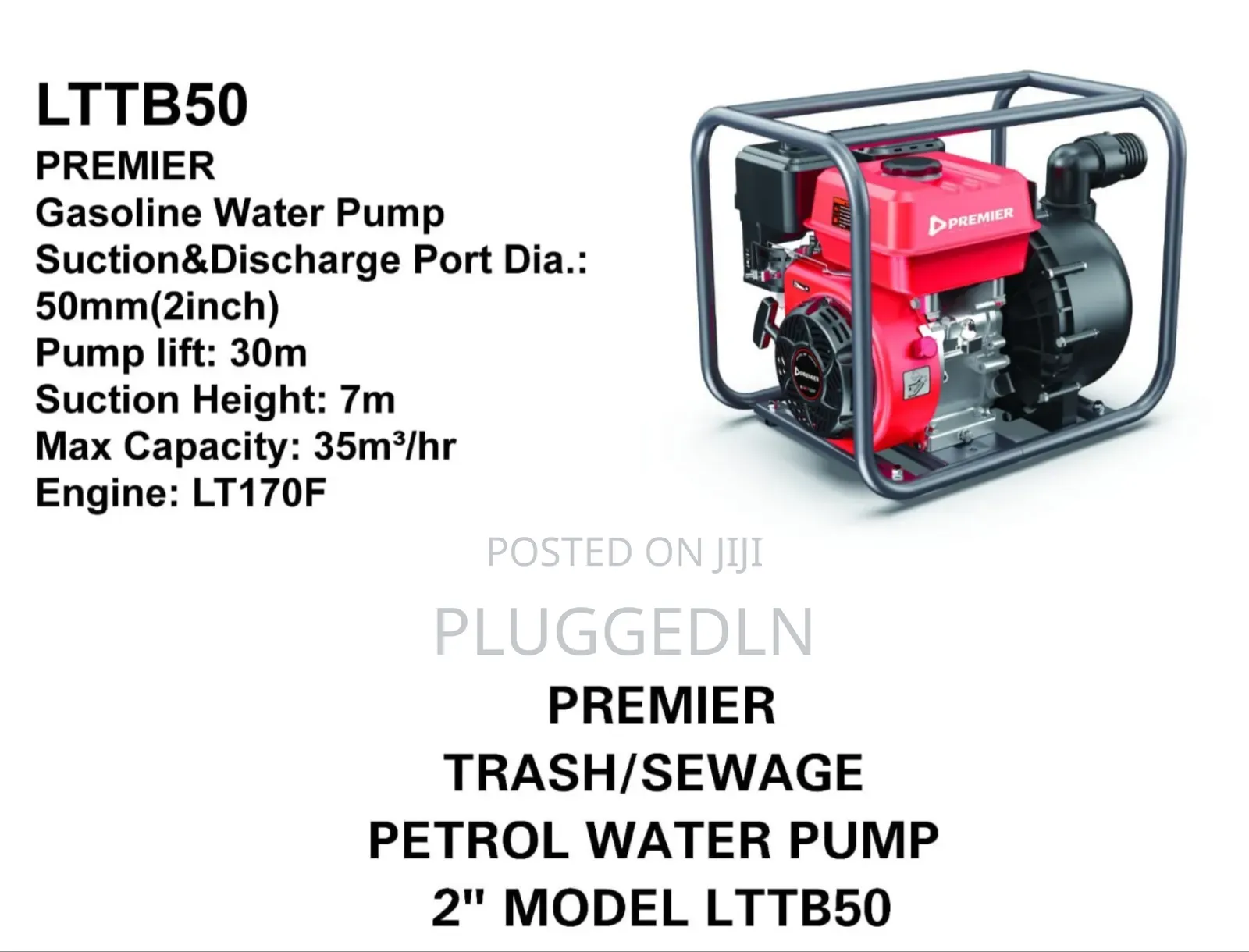 Premier Trash/Sewage Petrol Water Pump 2inch.