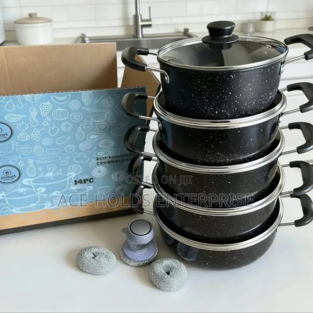 14pcs Smart Raha Nonstick Cookware Sufuria Set (Black) - main view