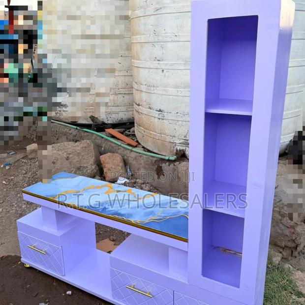 Modern Marble-Coated Tv Console With Storage