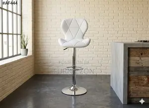 White Adjustable Bar Stool With Backrest