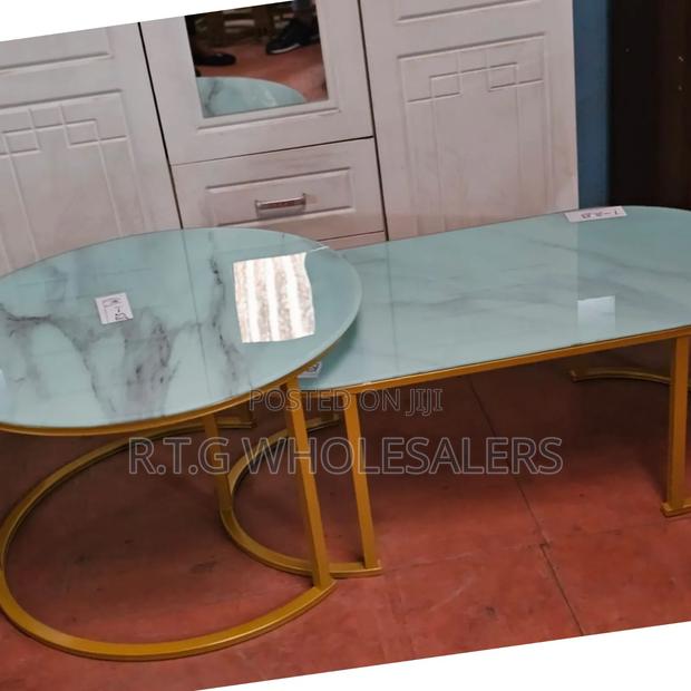 2-in-1 White Marble Nesting Coffee Table
