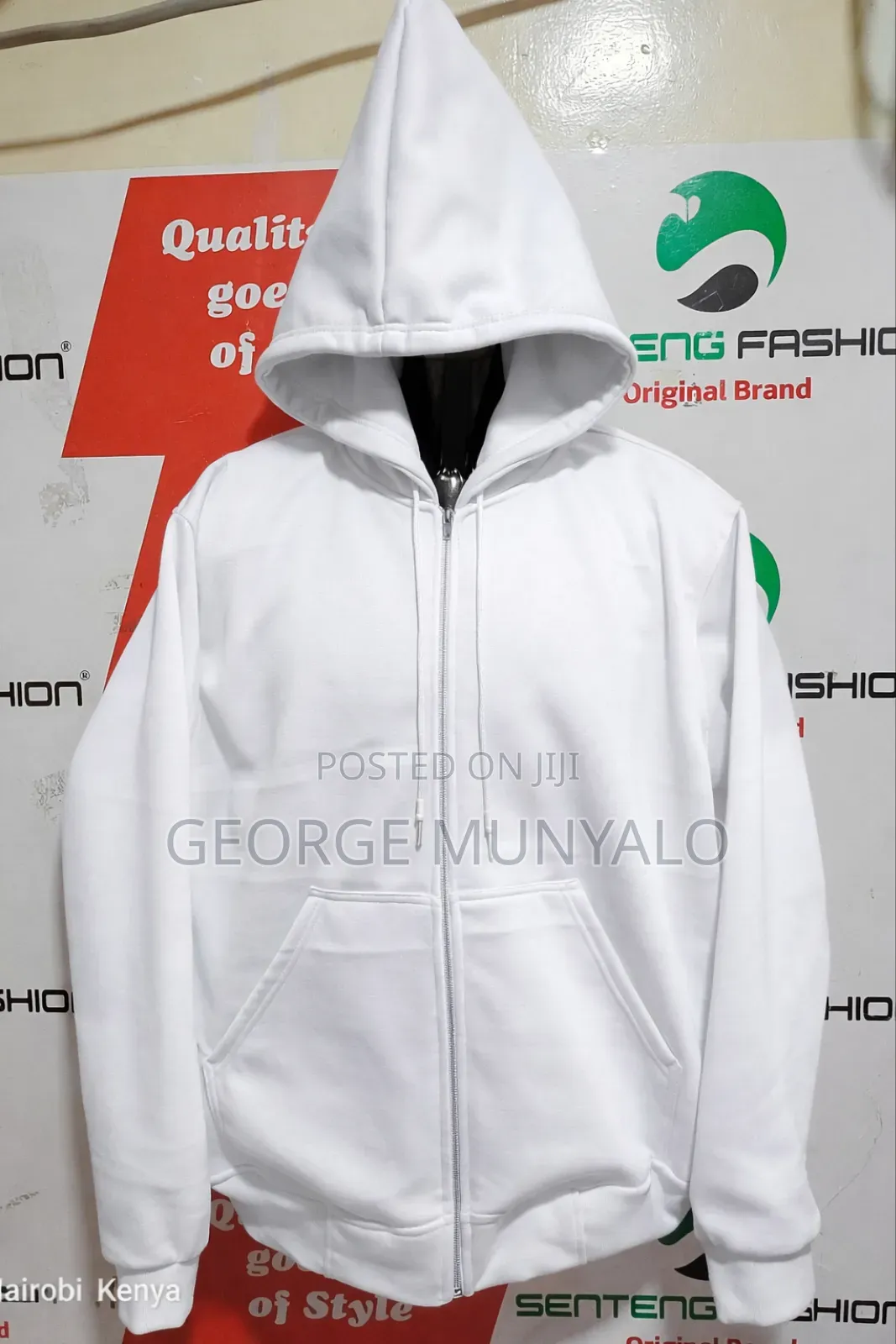 White Zipper Hoodie