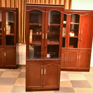 2-door Mahogany Glass Front Filling Cabinet