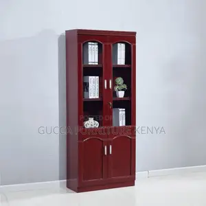 2-door Mahogany Glass Front Filling Cabinet
