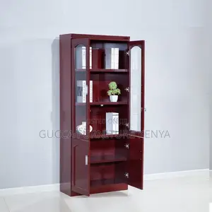 2-door Mahogany Glass Front Filling Cabinet