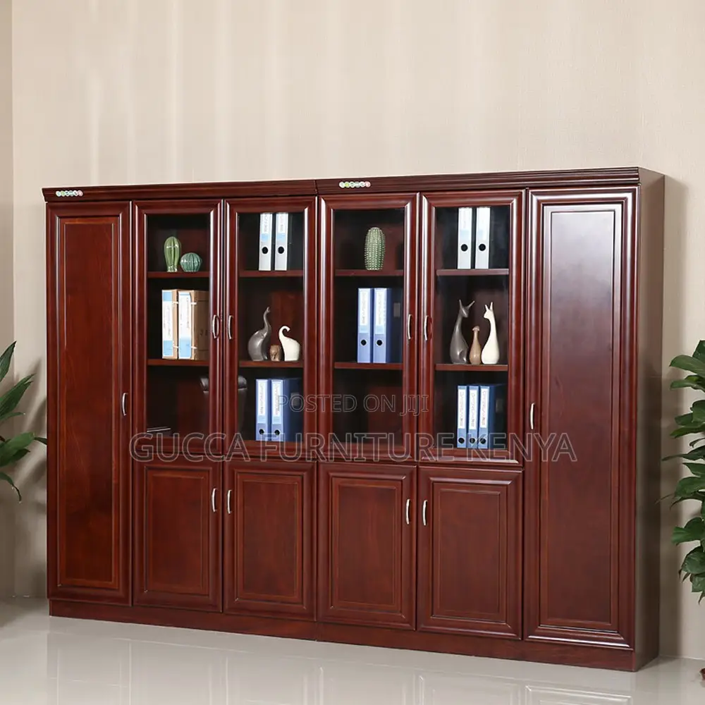 2-door Mahogany Glass Front Filling Cabinet