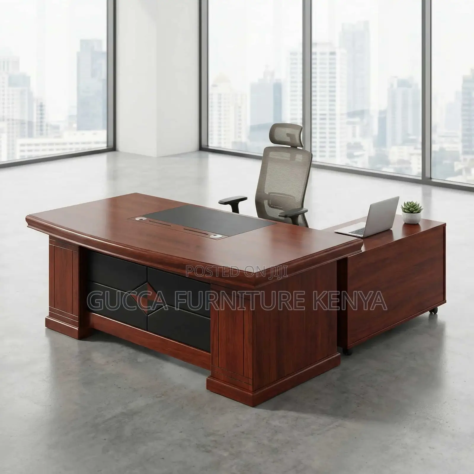 Mahogany L-shaped Director's Office Table-1800mm