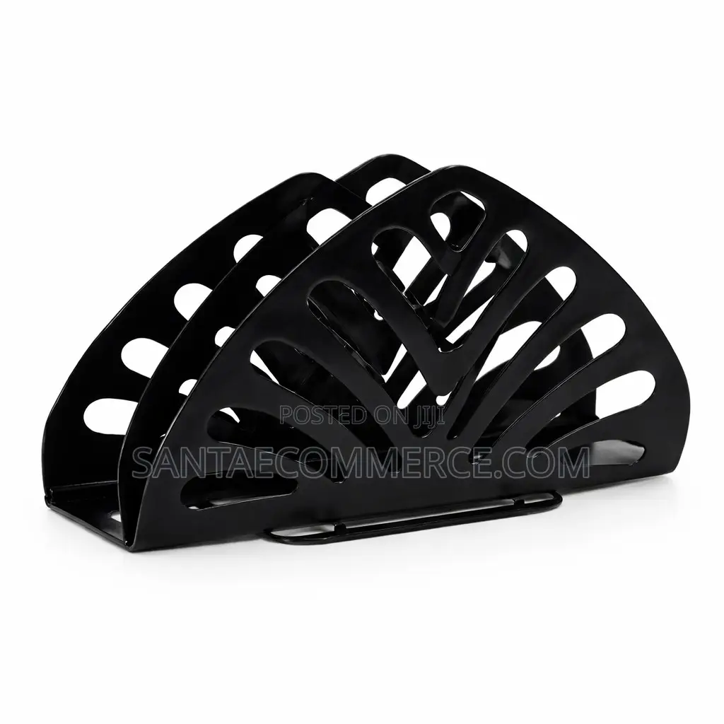 Midnight Shell Metal Napkin Holder – Modern Table Organizer (Black)