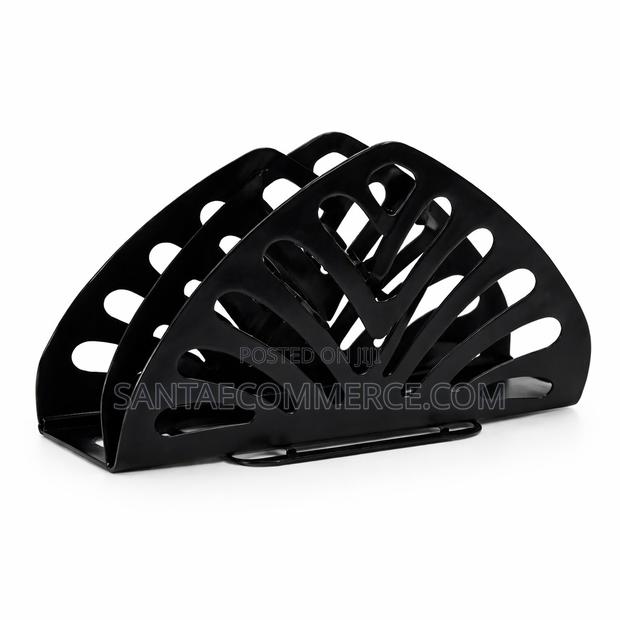 Midnight Shell Metal Napkin Holder – Modern Table Organizer (Black)
