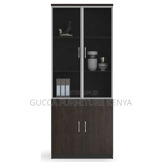 2-door Wooden Half Glass Office Display Cabinet