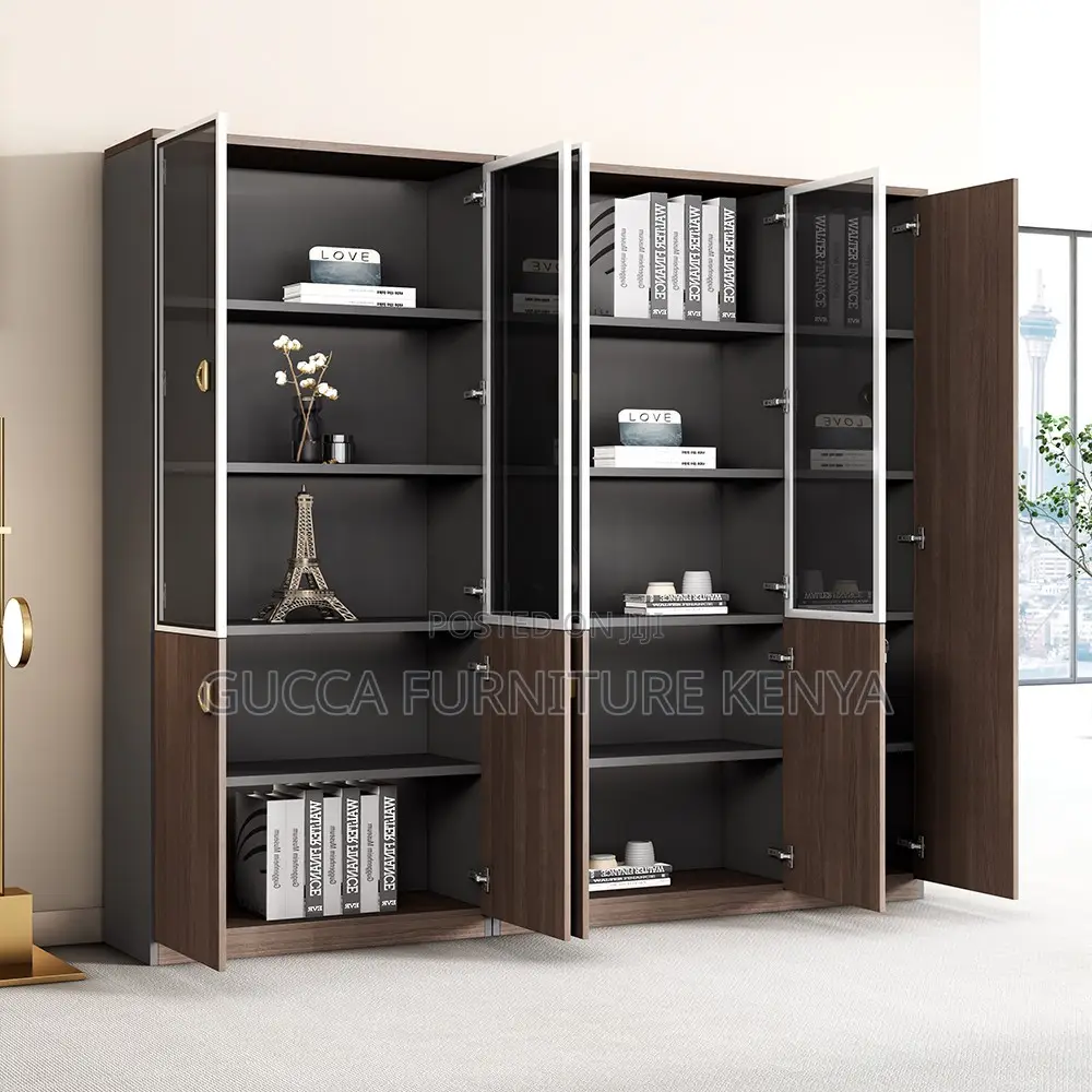 2-door Wooden Half Glass Office Display Cabinet