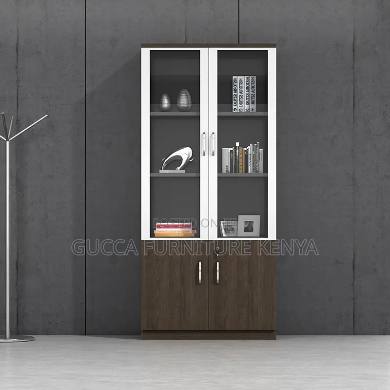 2-door Wooden Half Glass Office Display Cabinet