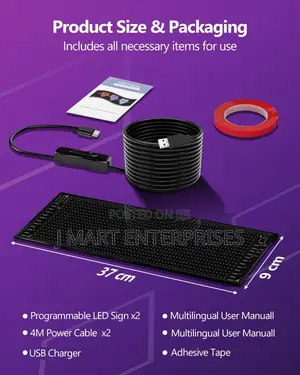 Led Car Eyes Sign, 37 X 9 Cm, Bluetooth Application Control