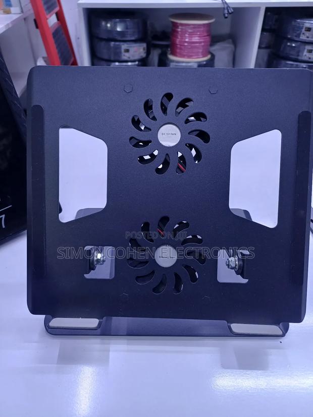Heavy Duty Foldable Double Fan Metallic Laptop/Tablet Stand - thumbnail 2
