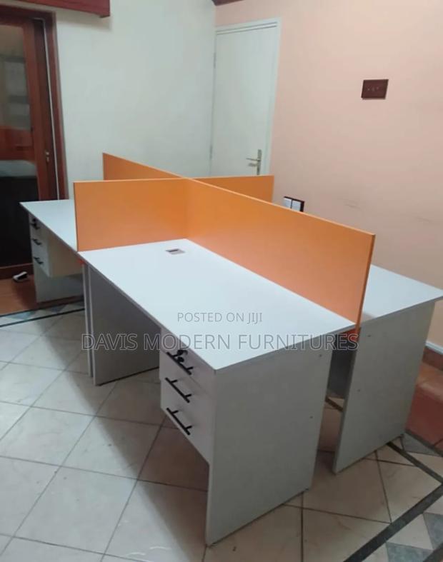 Executive Office Cubicle Desk Set – 4 Workstations - main view