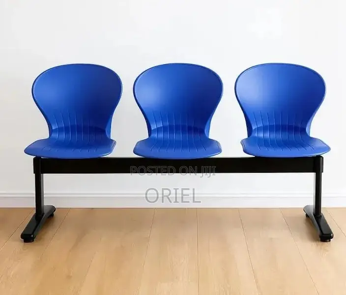 Office Plastic Chair : 3 Seater Plastic Metal Framed Bench