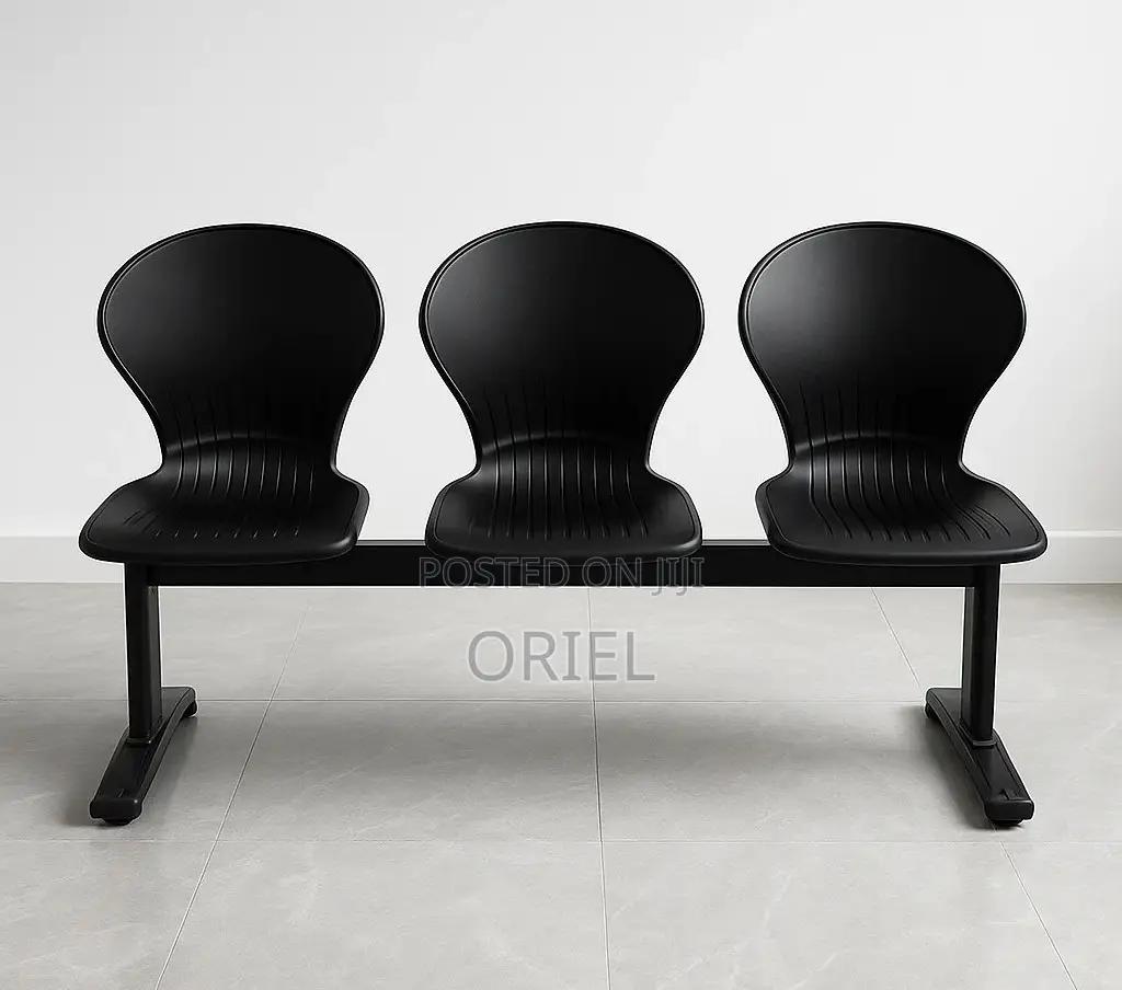 Office Plastic Chair : 3 Seater Plastic Metal Framed Bench