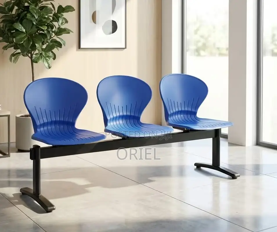 Office Plastic Chair : 3 Seater Plastic Metal Framed Bench