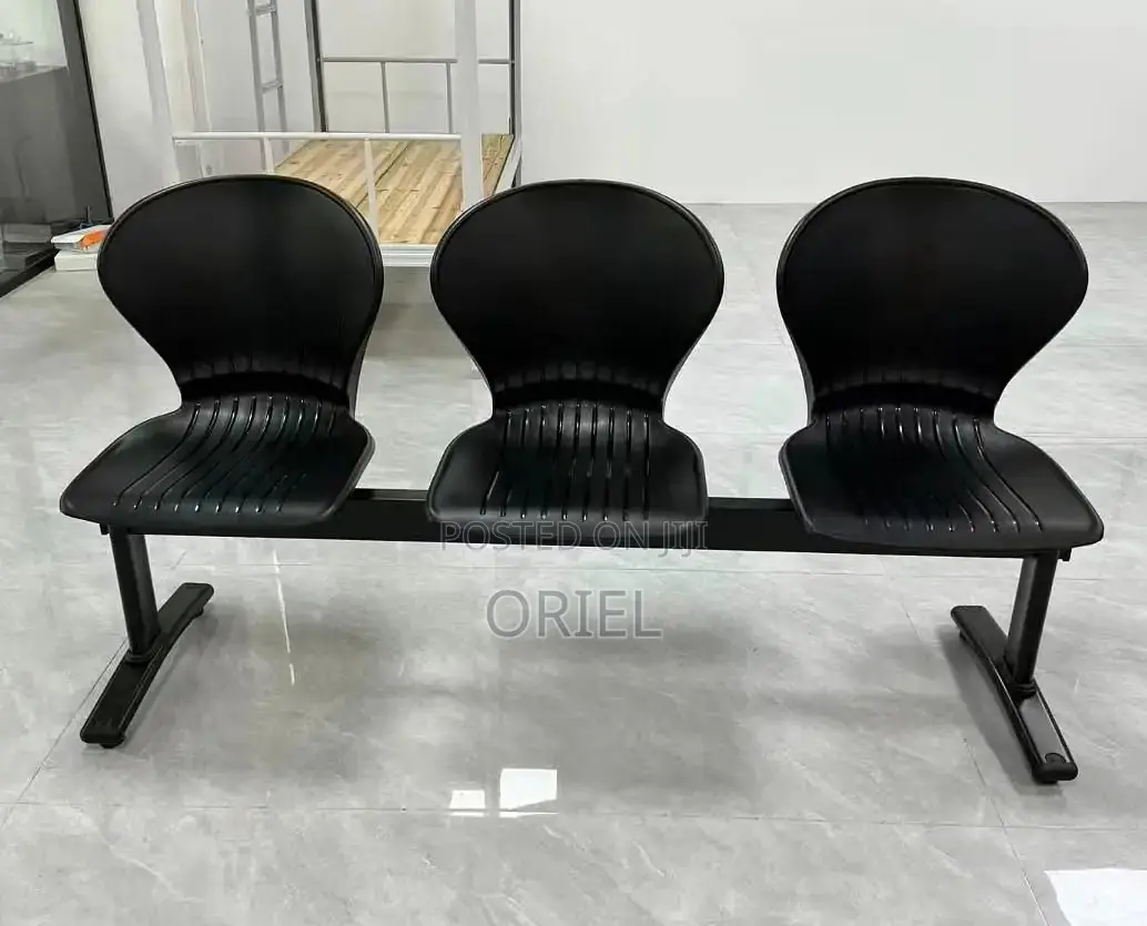Office Plastic Chair : 3 Seater Plastic Metal Framed Bench