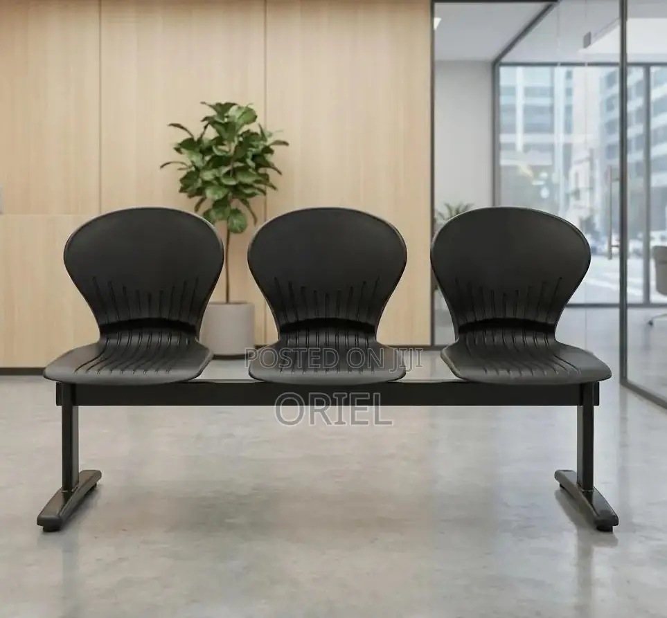 Office Plastic Chair : 3 Seater Plastic Metal Framed Bench