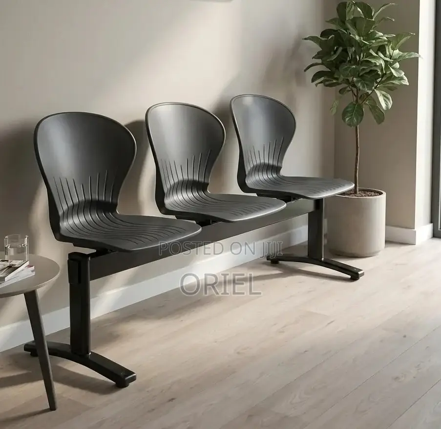 Office Plastic Chair : 3 Seater Plastic Metal Framed Bench