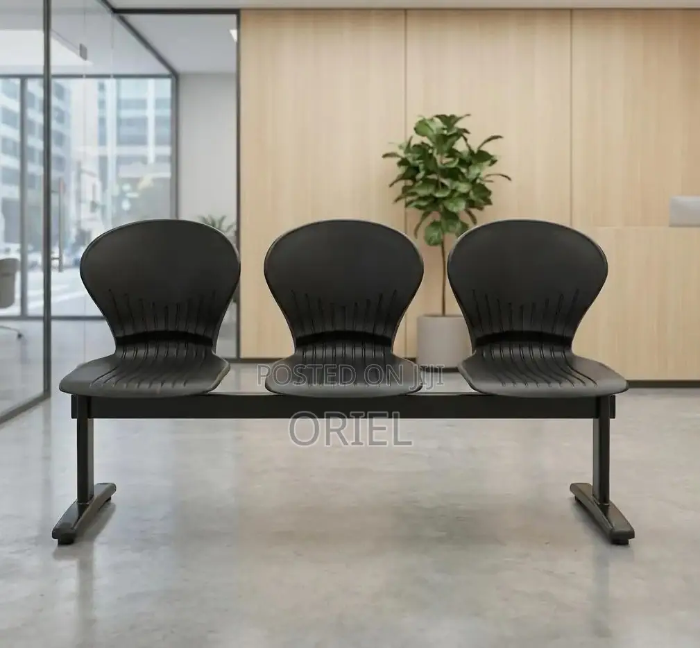 Office Plastic Chair : 3 Seater Plastic Metal Framed Bench