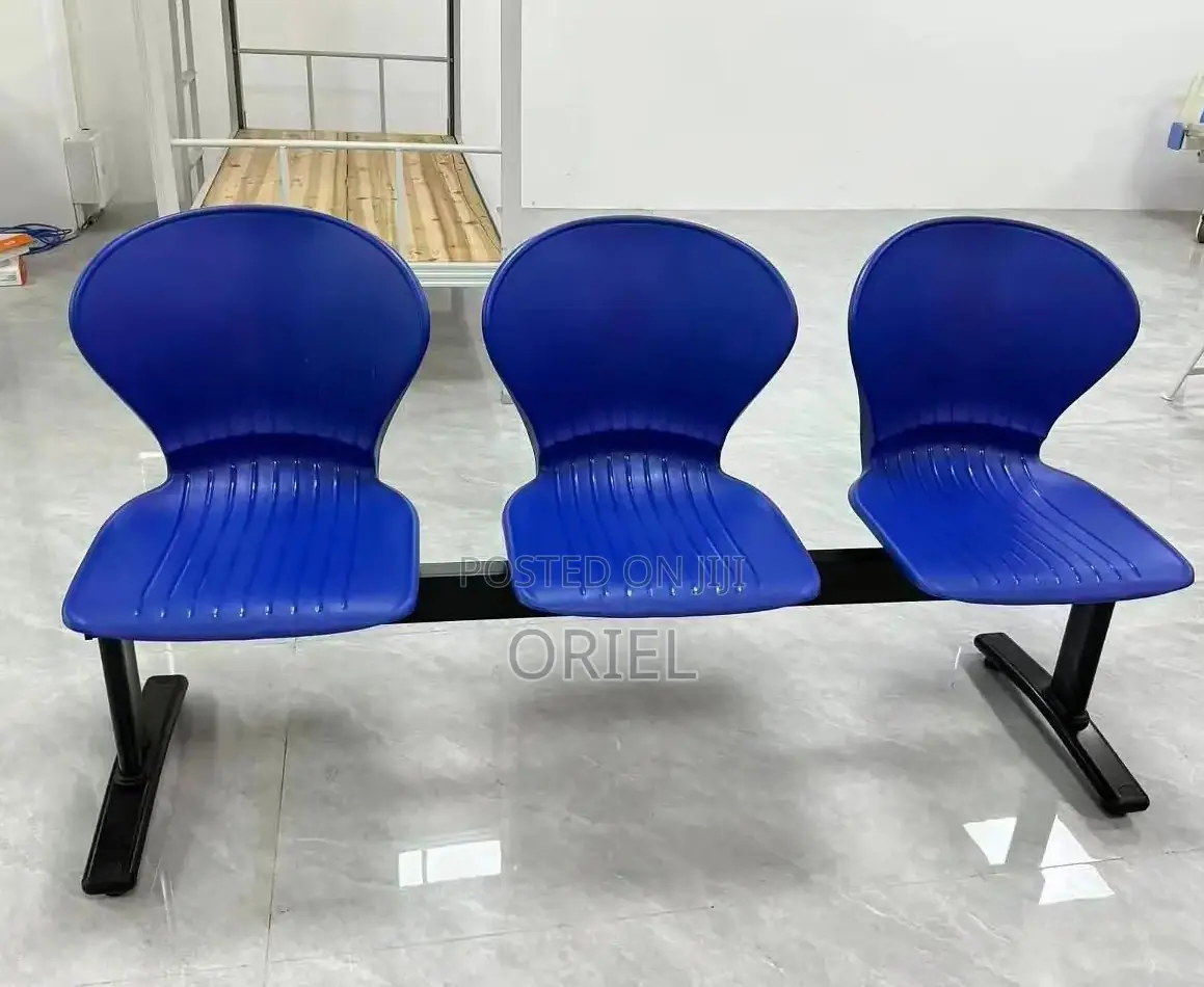 Office Plastic Chair : 3 Seater Plastic Metal Framed Bench