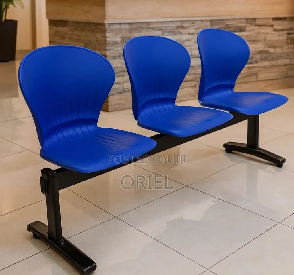 Office Plastic Chair : 3 Seater Plastic Metal Framed Bench