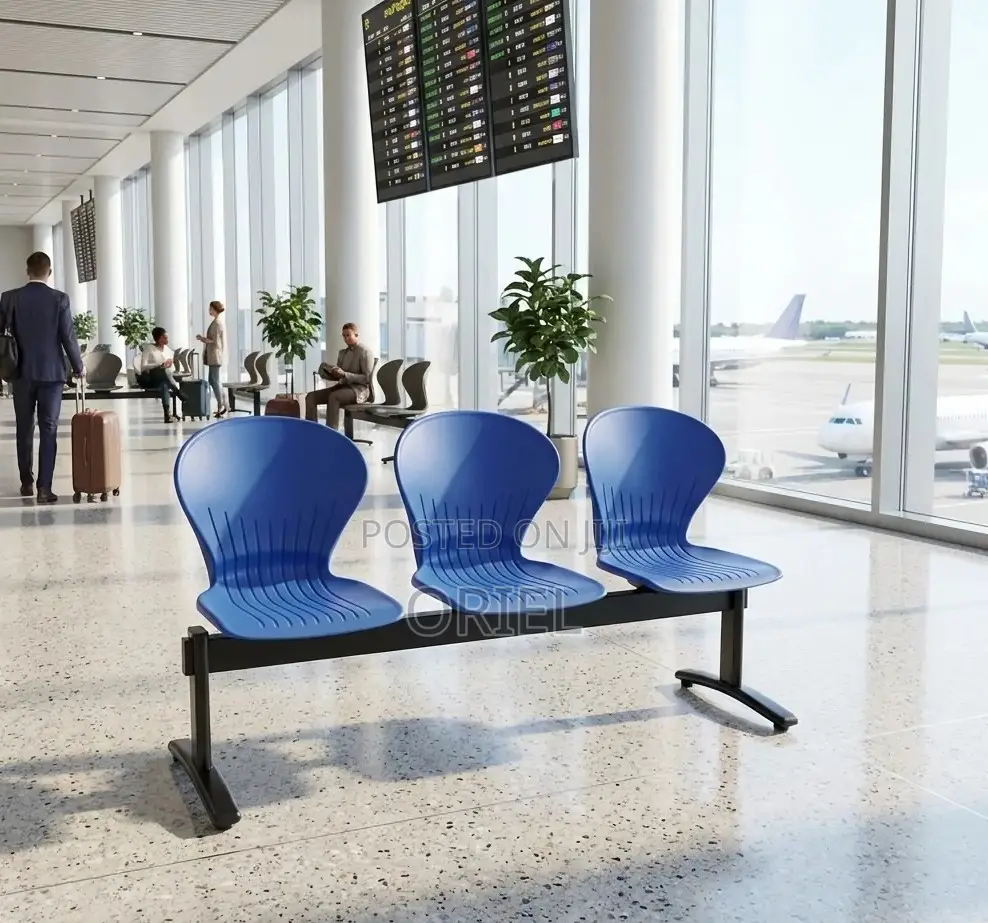 Office Plastic Chair : 3 Seater Plastic Metal Framed Bench