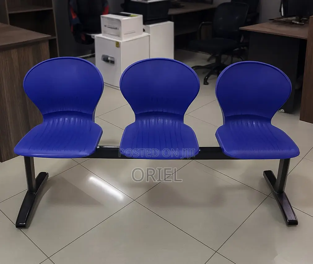 Office Plastic Chair : 3 Seater Plastic Metal Framed Bench