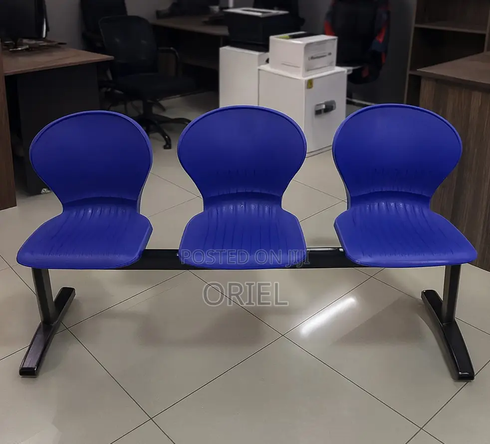 Office Plastic Chair : 3 Seater Plastic Metal Framed Bench