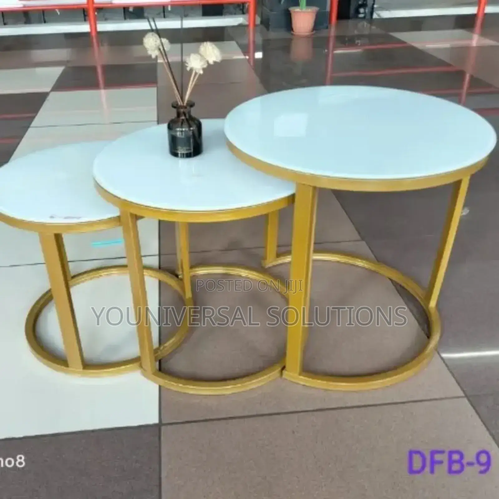 3 in 1 Executive Glass Effect Marble Table