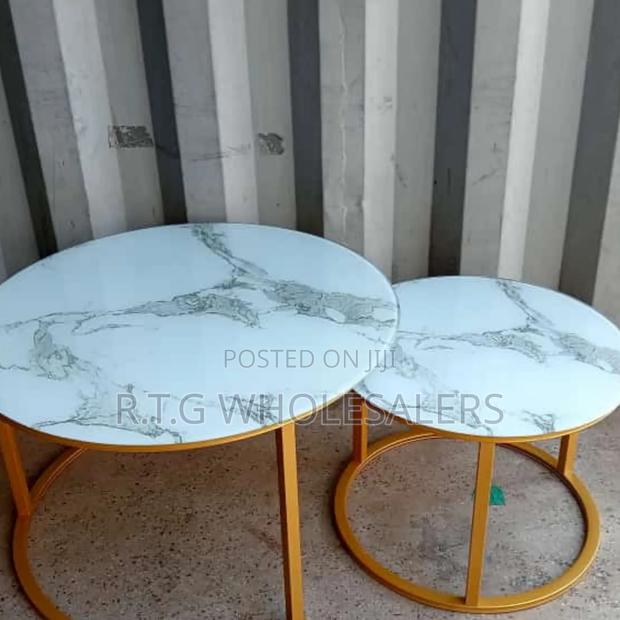 White Marble Effect Nesting Coffee Table Set With Glass Tops