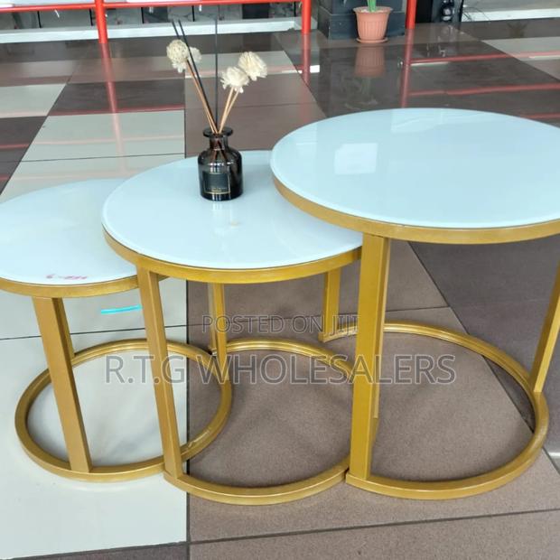 Executive 3‐In‐1 Marble Look Table With Glass Top