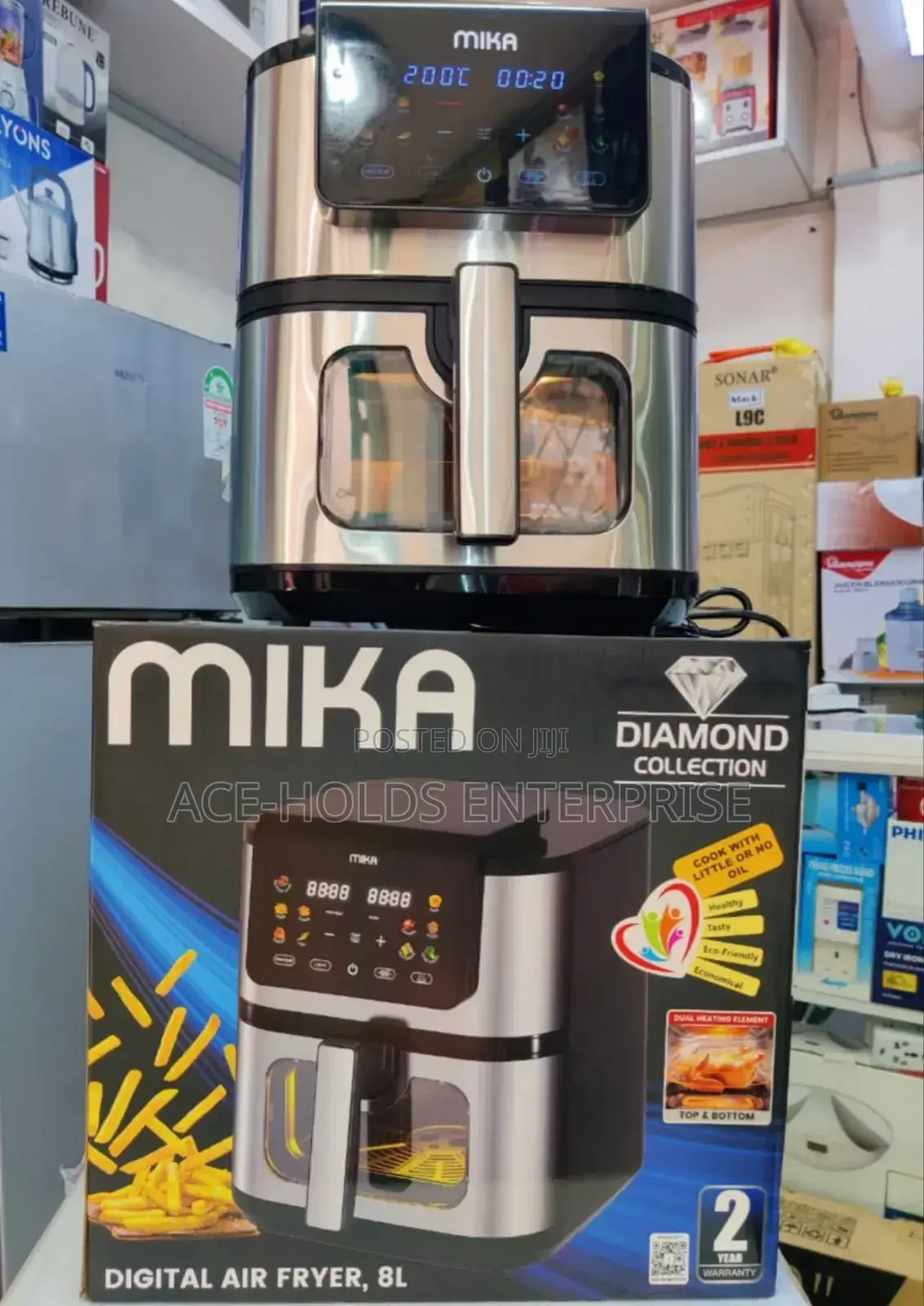 8 Litres Mika Digital Air Fryer - Top/ Bottom Heat