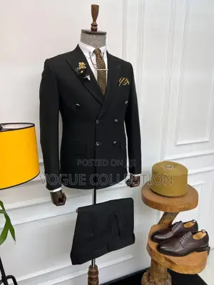 Double Breasted Suit Black