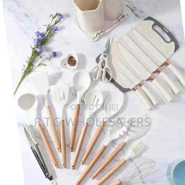 Premium 19-Piece Silicone Spoons – Modern Black/Grey - thumbnail 2