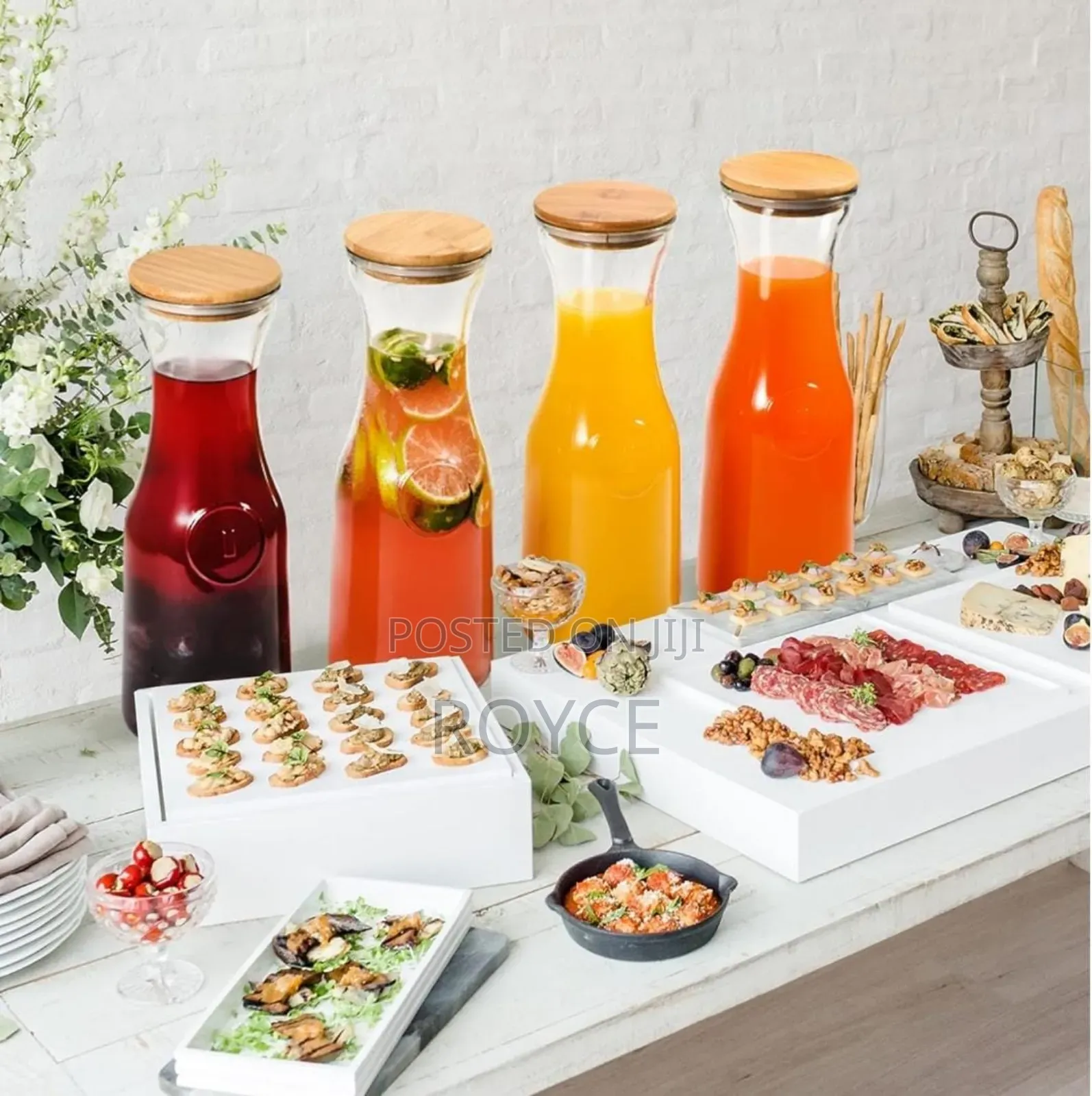Glass Carafe With Bamboo Lid- 1l