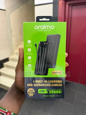 Oraimo Traveler Link 20, 20000mah 12w Power Bank With Built-in Cables