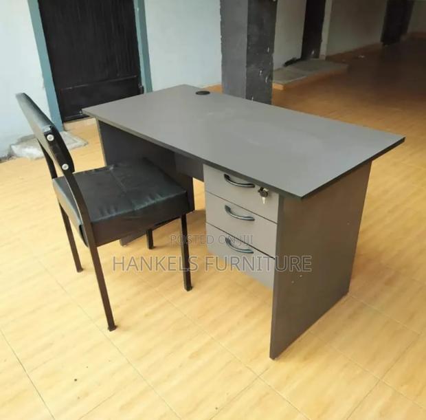 Gray Office Study Desk and Black Chair