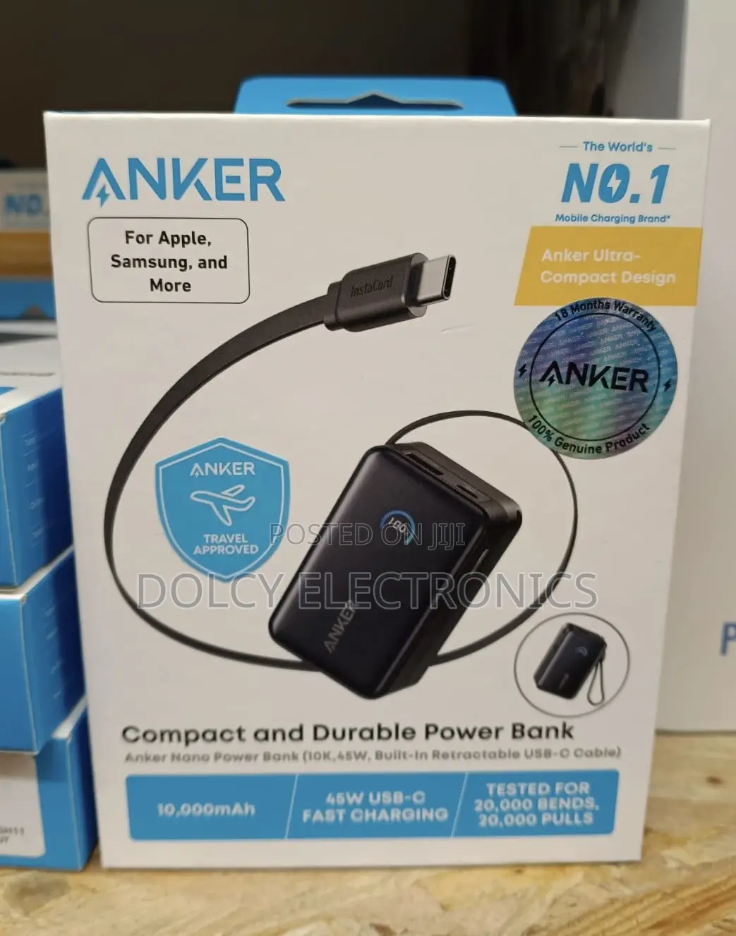 Anker Nano Power Bank 10k, 45w, Built-in Retractable Usb-c Cable