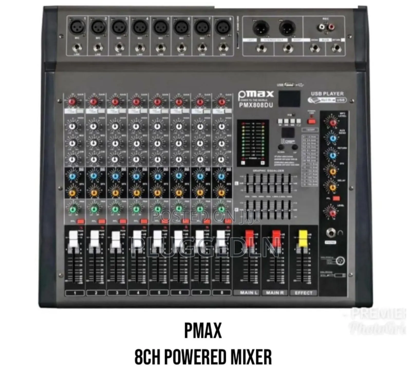Pmax 808du 8-Channel Powered Audio Mixer