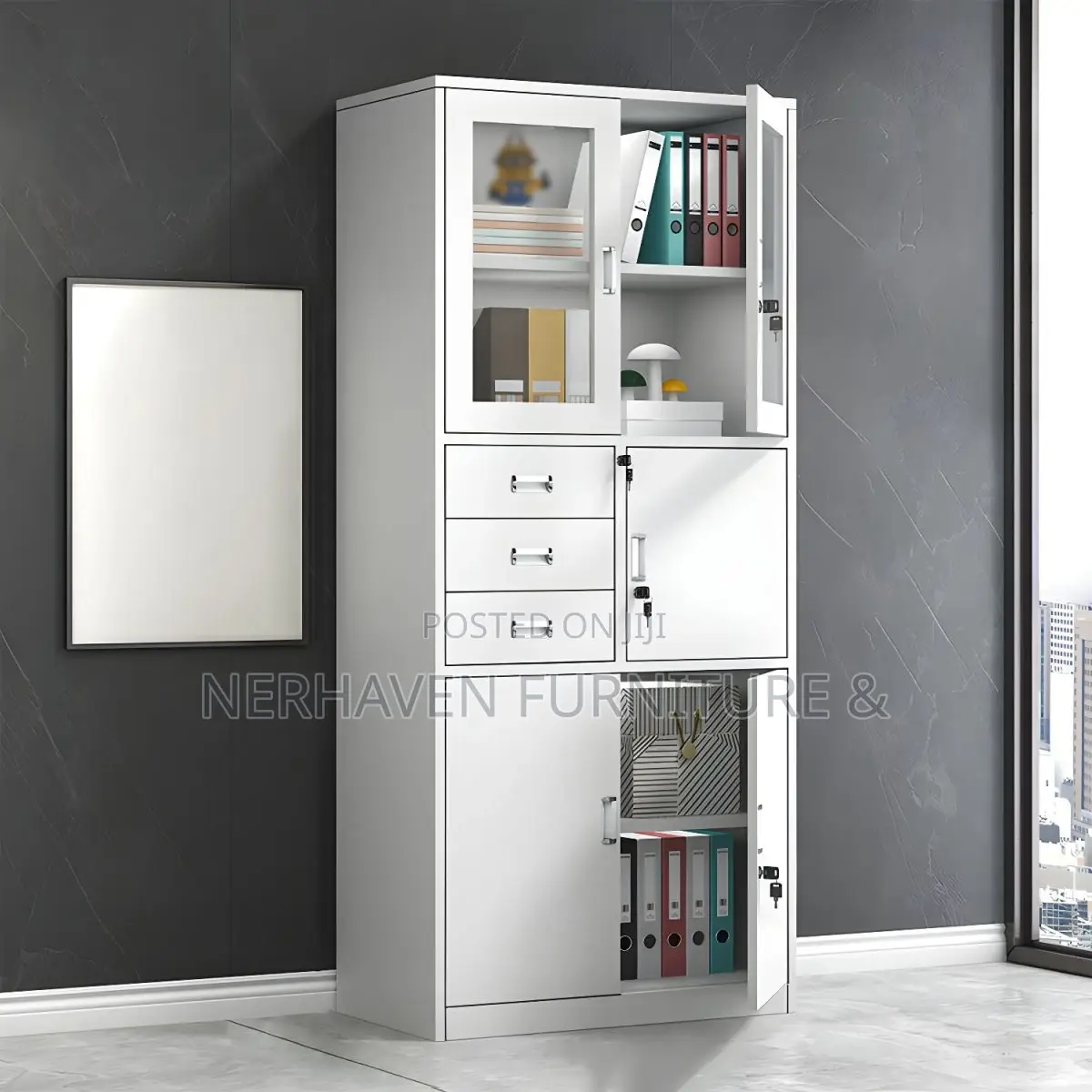 2-Door Metallic Filing Cabinet With Safe